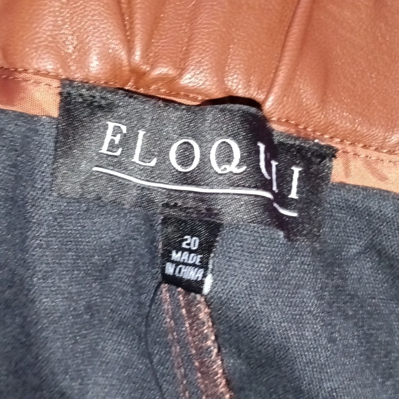 🆕Eloquii Paper Bag Waist Faux Leather Belted Pants Brown Size 20 High Rise Pant - Picture 3 of 6